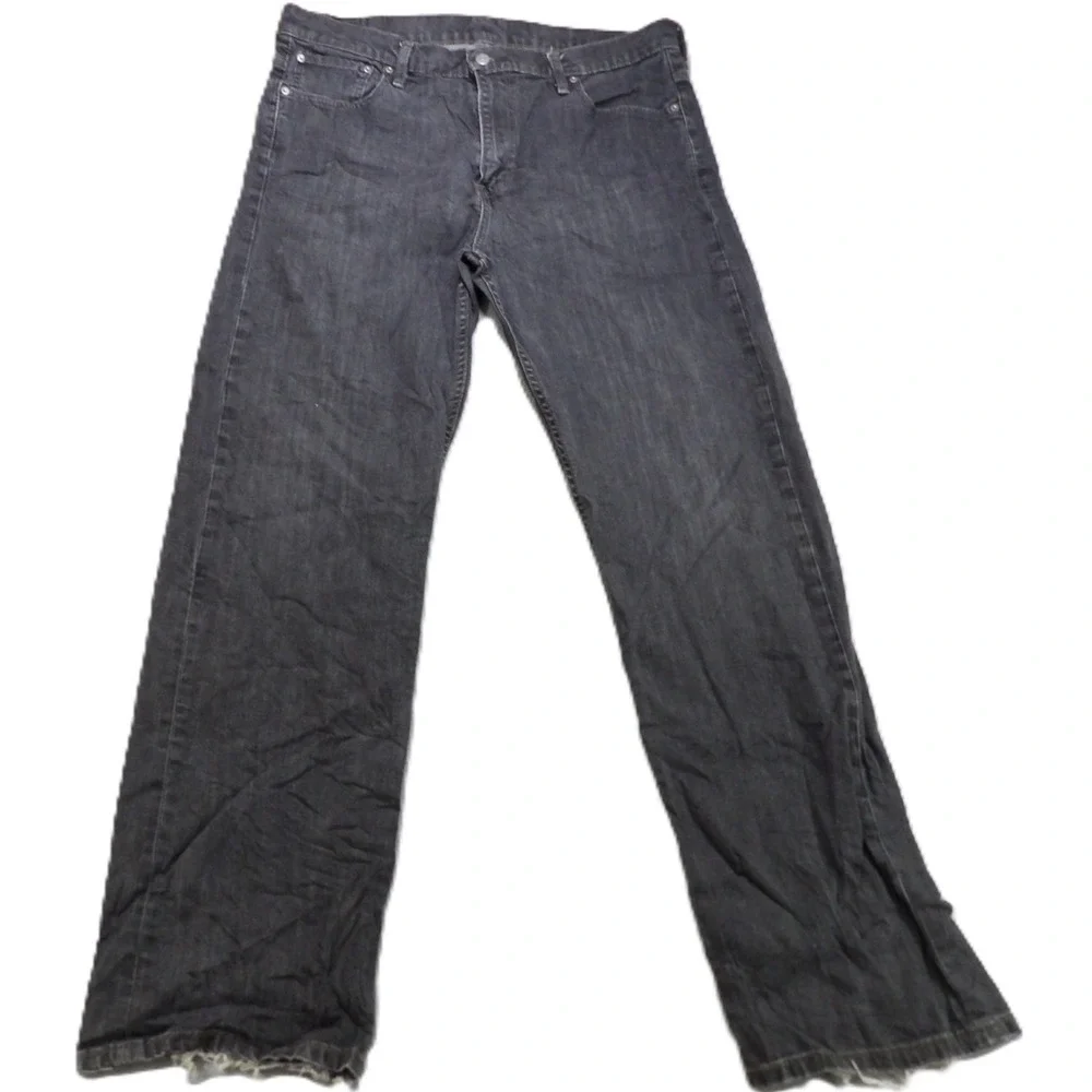 Levi 569 Loose Straight Jeans Denim Men 36x34 Distressed Faded Gray Cotton Pant